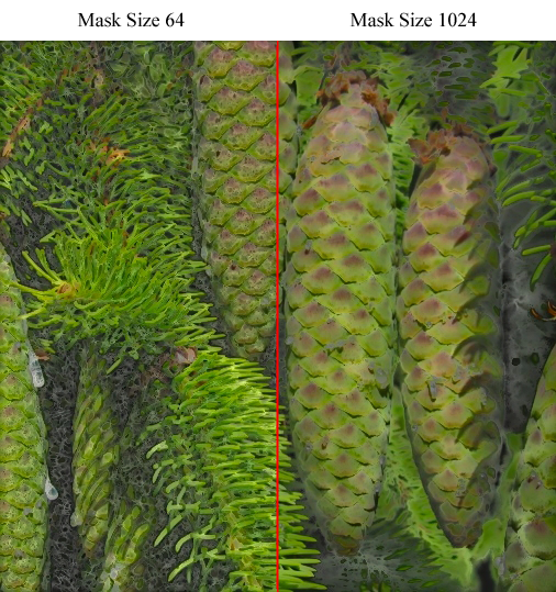 Re-texturing by averaging the lightness component of the source image with scaled mask inclusion counts (in the range 0-255). The source and texture images were equally weighted across the entire image area during averaging.